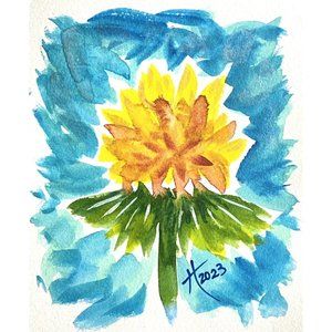 Dandelion Dreams - Original Wall Art Handmade Matted Watercolor Painting 8x10in